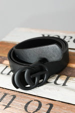 Black Leather Belt Matte Buckle Belt | Bella Lucca Boutique