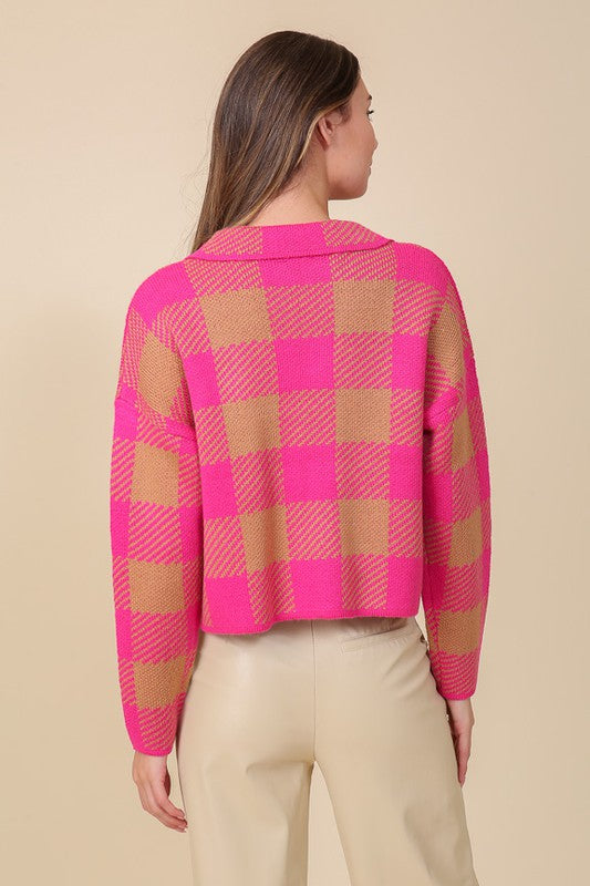 CHECKERBOARD KNITTED SHACKET