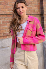 CHECKERBOARD KNITTED SHACKET