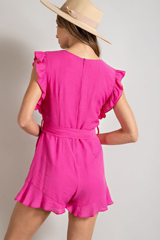 Ruffled Tie Waist Romper