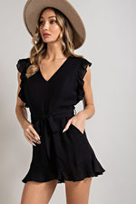 Ruffled Tie Waist Romper
