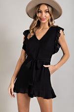 Ruffled Tie Waist Romper