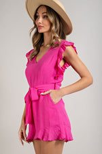 Ruffled Tie Waist Romper