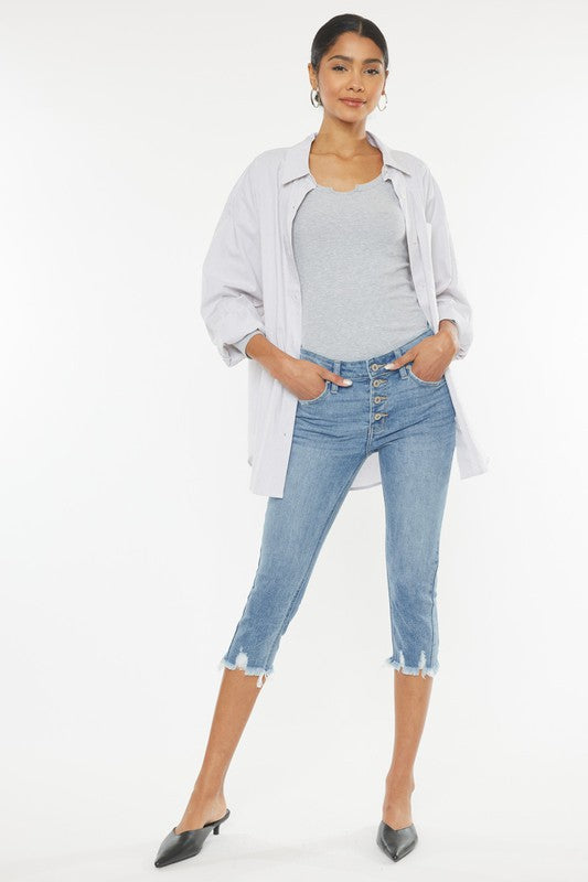 MID RISE CAPRI JEAN PANTS | KANCAN