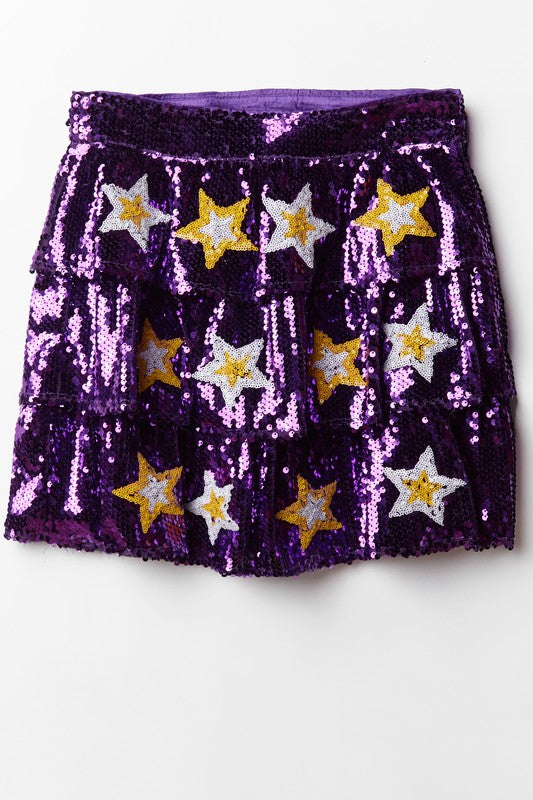 LSU Sequin Star Tiered Ruffle Skirt