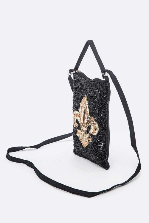 Fleur De Lis Beaded Crossbody Bag | Bella Lucca Boutique
