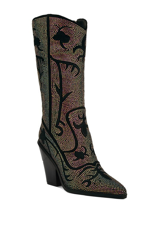 Shimmer Rhinestone Embellished Boots
