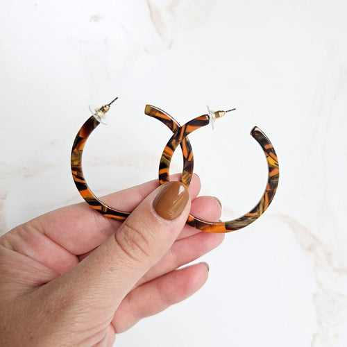 Large Acrylic Fall Hoops Orange Sepia | Bella Lucca Boutique