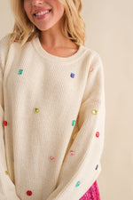 Cream Multi Stone Soft Pullover Sweater | Bella Lucca Boutique