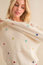 Cream Multi Stone Soft Pullover Sweater | Bella Lucca Boutique