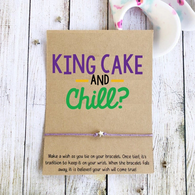 Mardi Gras King Cake and Chill Louisiana Themed Wish Bracelet | Bella Lucca Boutique