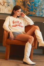 Cream Hello Pumpkin Orange Script Sweater | Bella Lucca Boutique