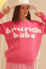 Pink Brunch Babe Bubble Letter Pullover Sweater | Bella Lucca Boutique