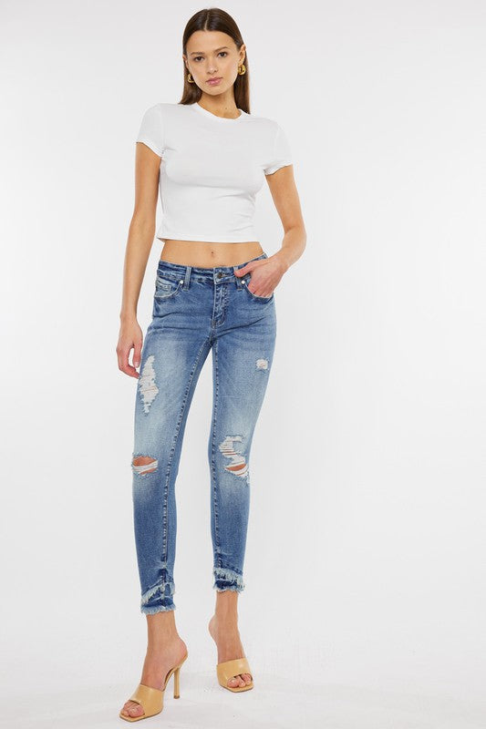 MID RISE ANKLE SKINNY JEANS | KANCAN