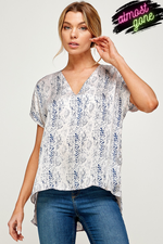 Multi Snake Print V-Neck Satin Blouse | Bella Lucca Boutique