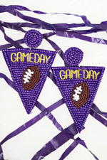 LSU Tigers Purple Beaded Game Day Pendant Earrings | Bella Lucca Boutique