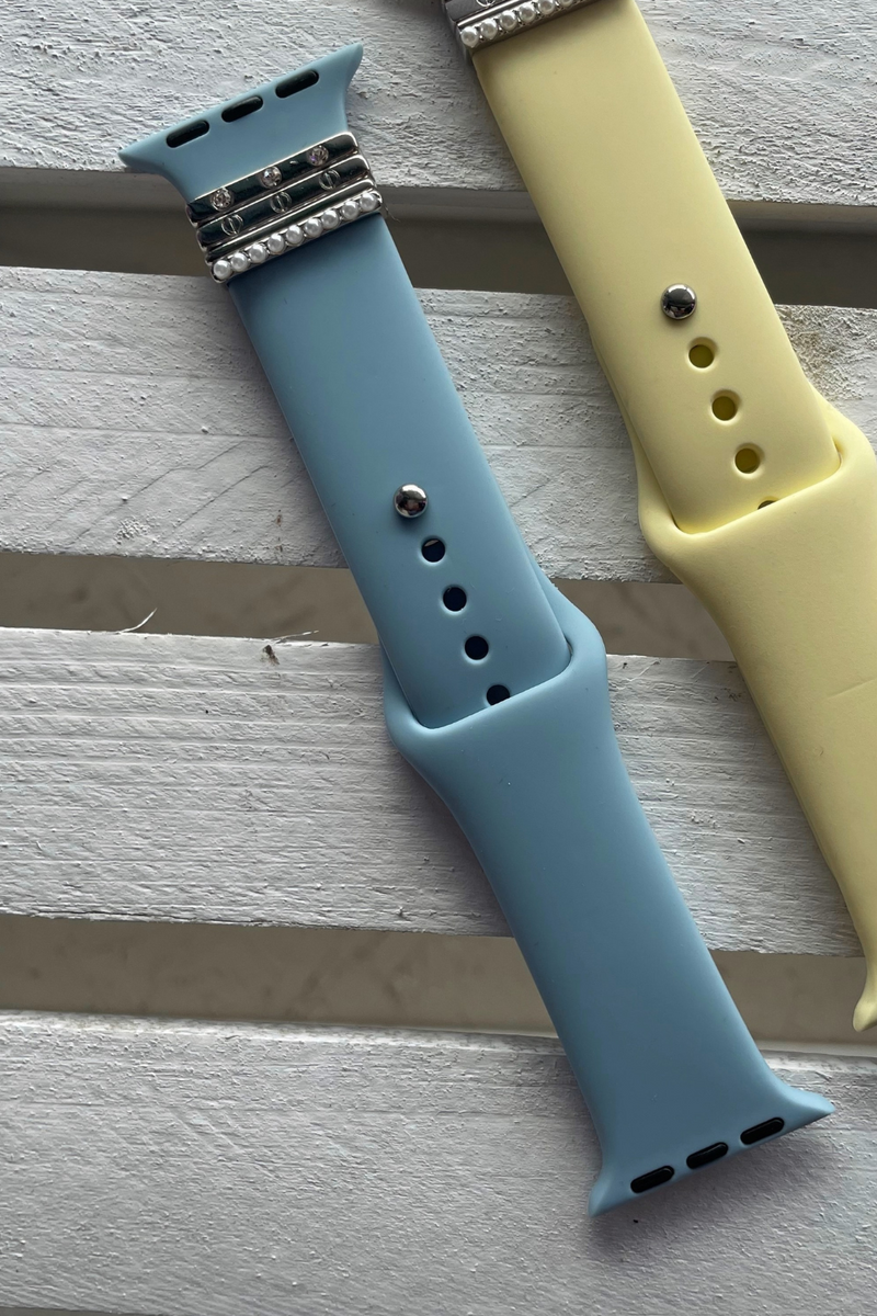Blue Silicone Apple Watch Band with Removable Jewels | Bella Lucca Boutique
