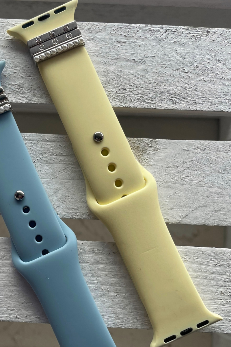 Yellow Silicone Apple Watch Band with Removable Jewels | Bella Lucca Boutique