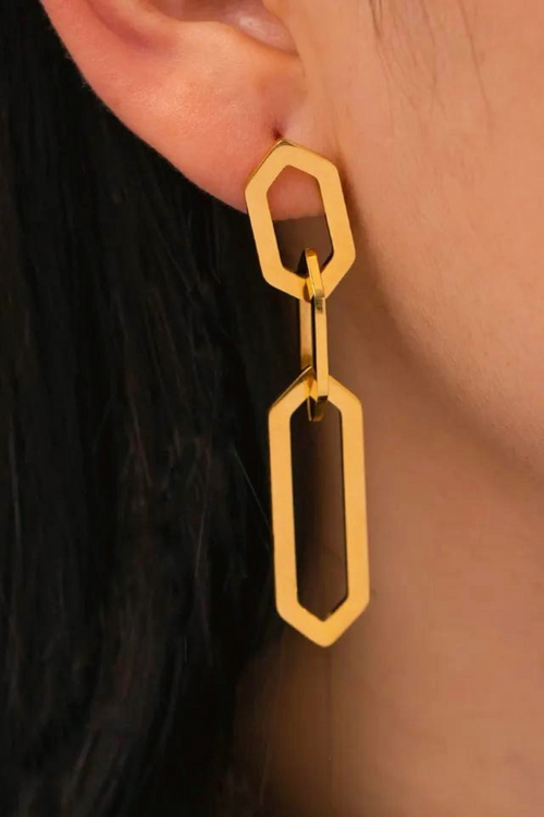 Triple Geometric Drop Link Earrings | Bella Lucca Boutique 