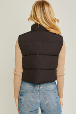 Black Cropped Puffer Vest | Bella Lucca Boutique