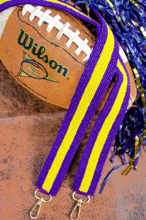 LSU Game Day Beaded Guitar Strap Purple & Gold Stripes | Bella Lucca Boutique
