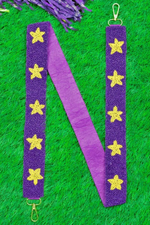 LSU Game Day Beaded Guitar Strap Purple & Gold Stars | Bella Lucca Boutique