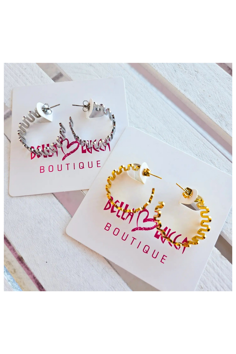 Wavy Hoop Earrings | Bella Lucca Boutique