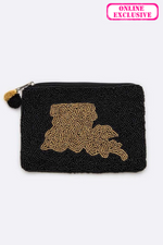 Beaded Coin Pouch | Louisiana State Map