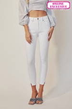 HIGH RISE ANKLE SKINNY WHITE JEANS | KANCAN