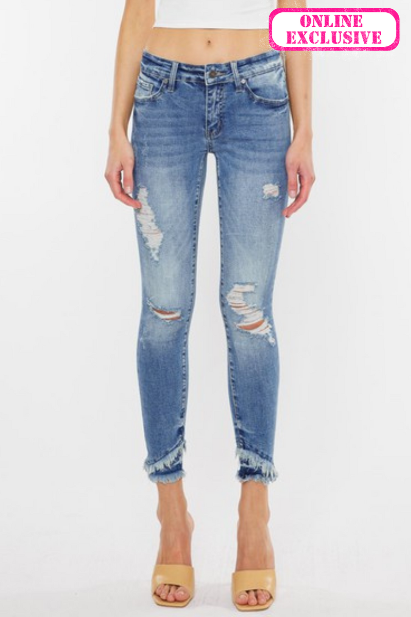 MID RISE ANKLE SKINNY JEANS | KANCAN