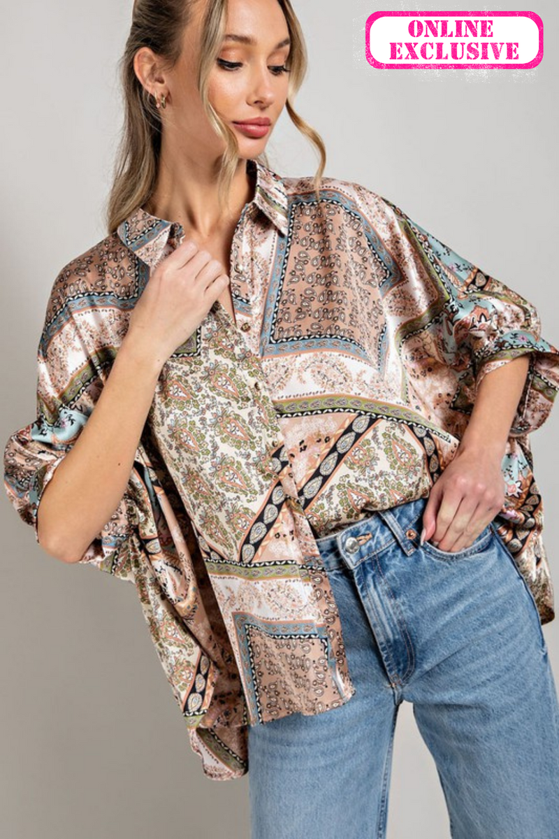 Printed Half Sleeve Blouse Top