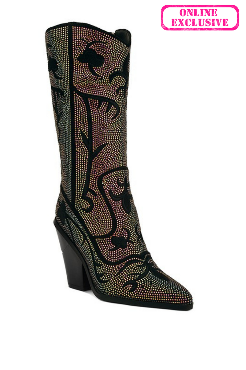 Shimmer Rhinestone Embellished Boots