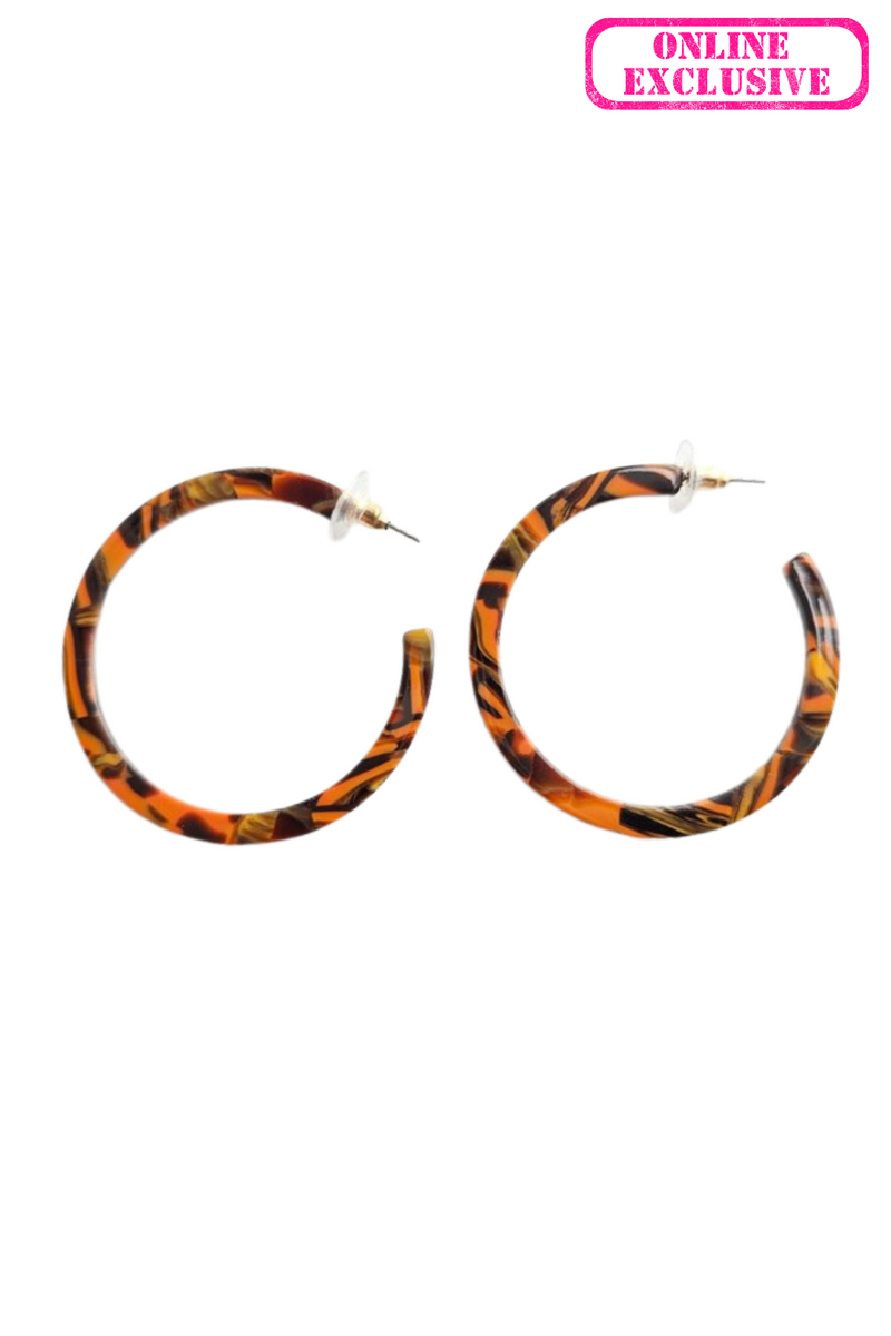 Large Acrylic Orange & Brown Hoops | Bella Lucca Boutique