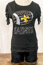 Rhinestone Saints Football Game Day Top | Bella Lucca Boutique