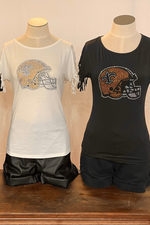 Rhinestone Saints Football Helmet Game Day Top | Bella Lucca Boutique