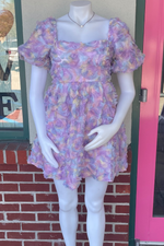 3D Puff Sleeve Flower Dress | Bella Lucca Boutique