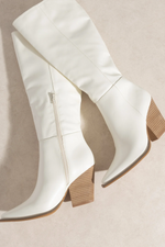 White Knee-High Cowboy Boots | Bella Lucca Boutique