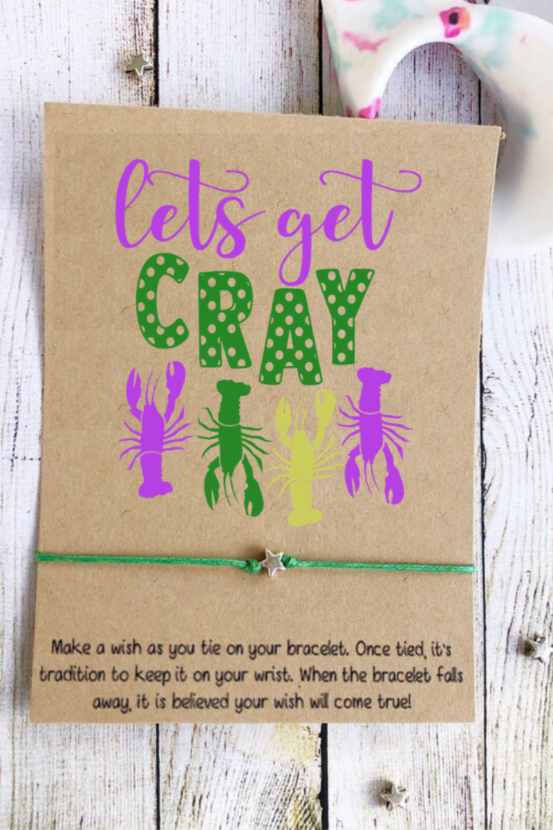 Mardi Gras Lets Get Cray Louisiana Themed Wish Bracelet | Bella Lucca Boutique