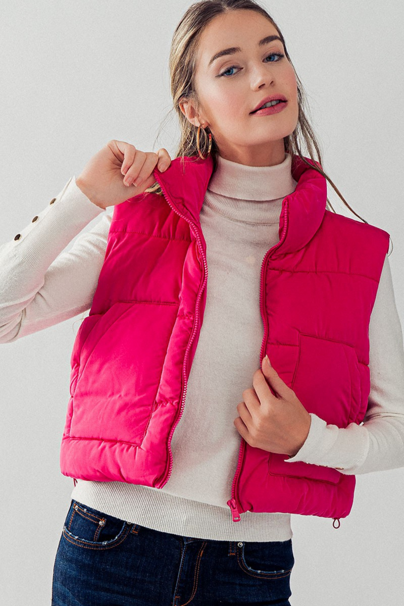 Pink Crop Quilted Vest | Bella Lucca Boutique