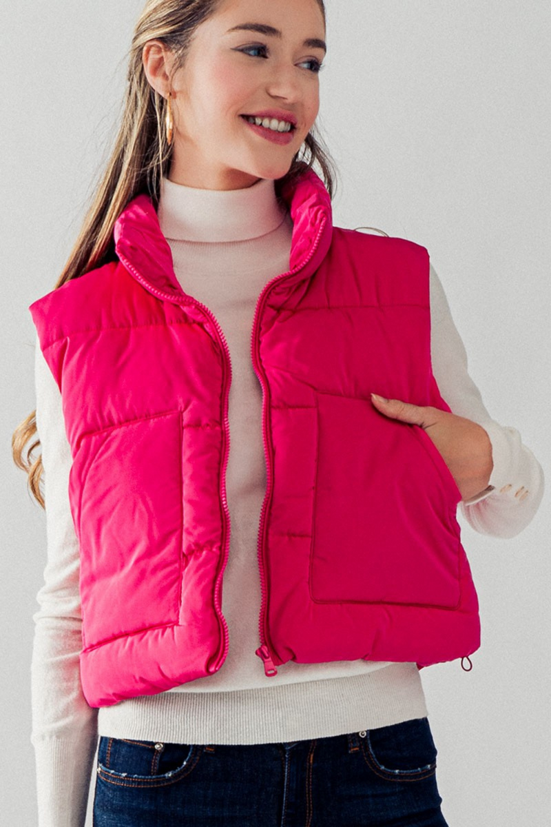 Pink Crop Quilted Vest | Bella Lucca Boutique