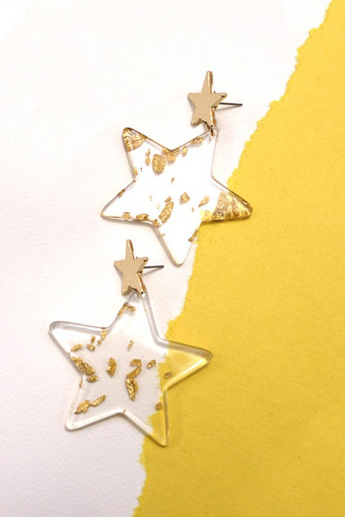 Double Star Gold Foil Acrylic Earrings | Bella Lucca Boutique