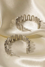 Silver Wavy Hoop Earrings | Bella Lucca Boutique 