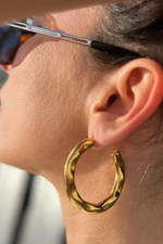 Large Textured Gold Hoops | Bella Lucca Boutique 