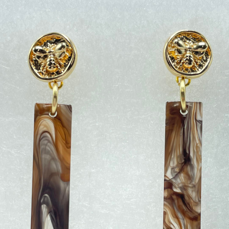 Marbled Coffee Acrylic Drop Earrings | Bella Lucca Boutique
