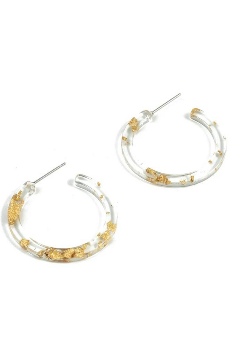 Small Gold Foil Confetti Acrylic Hoops | Bella Lucca Boutique