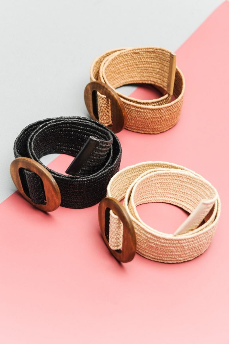 Stretchy Belt Round Wooden Buckle | Bella Lucca Boutique