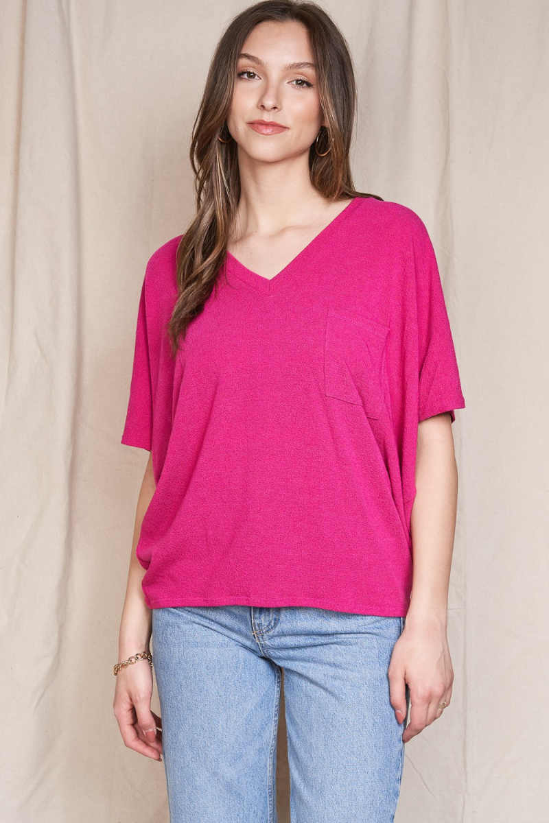 Pink Short Dolman Sleeve Cocoon Knit Tunic | Bella Lucca Boutique