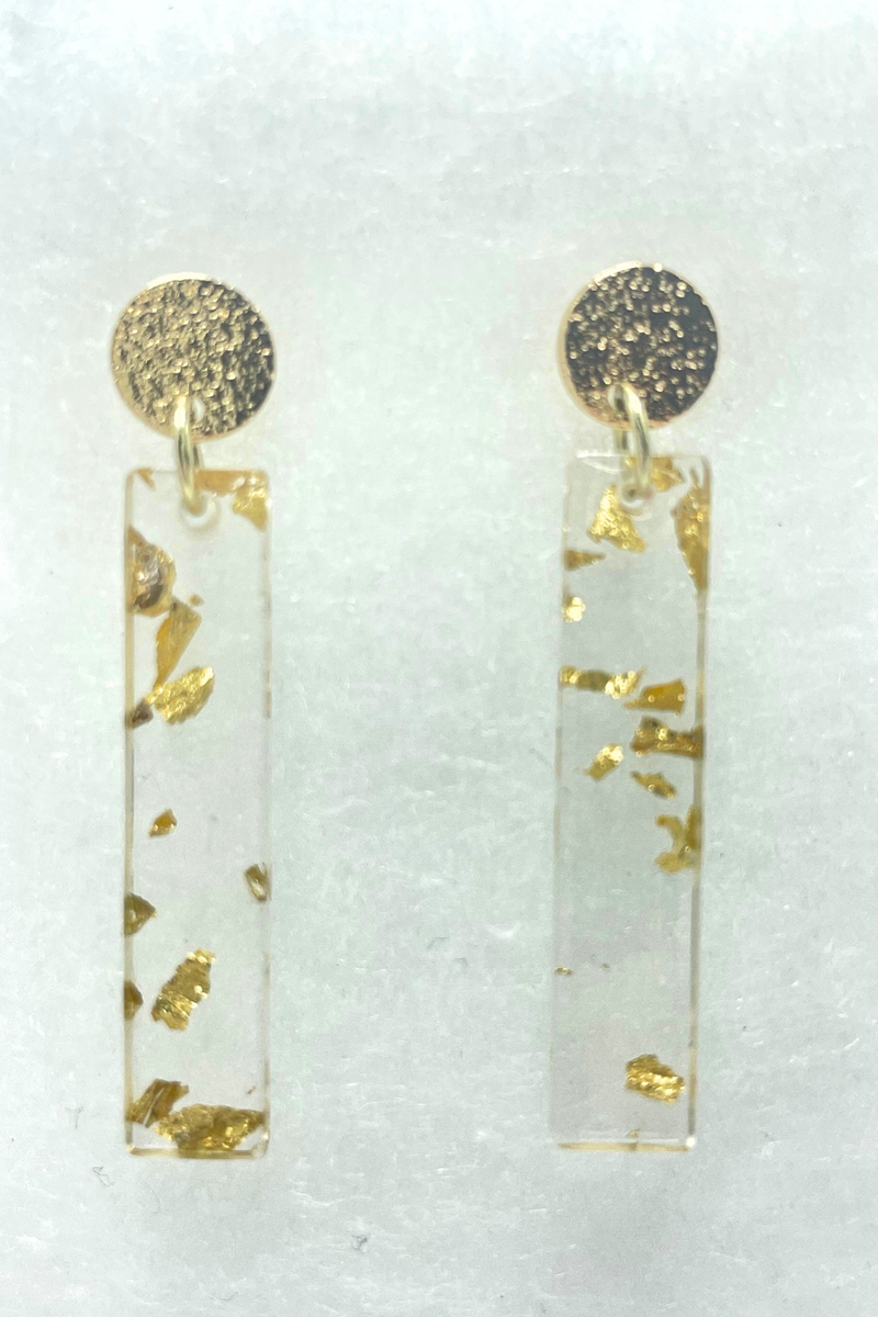 Mini Acrylic Bar Earrings Gold Foil Flake | Bella Lucca Boutique