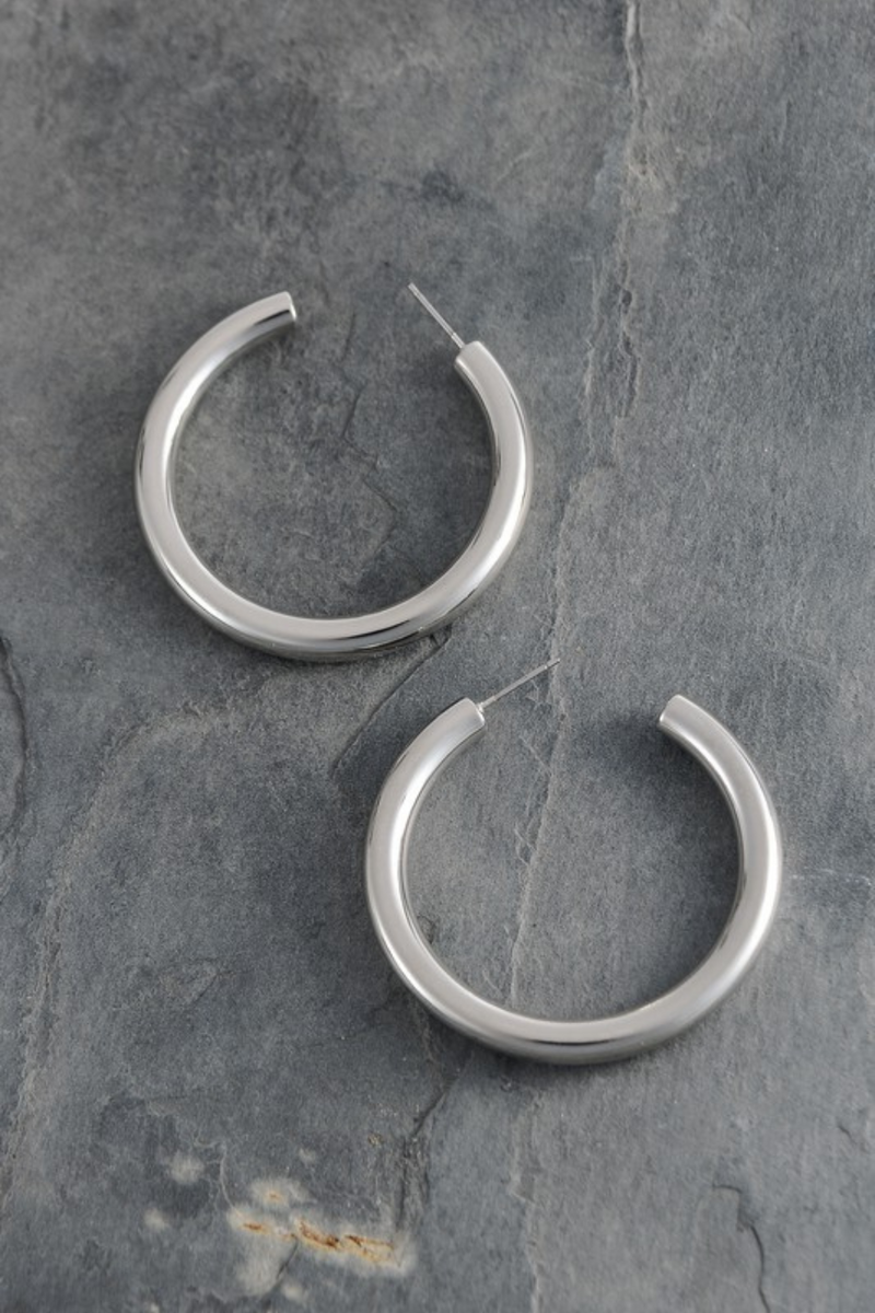 Polished Silver Chunky Hoop Earrings | Bella Lucca Boutique
