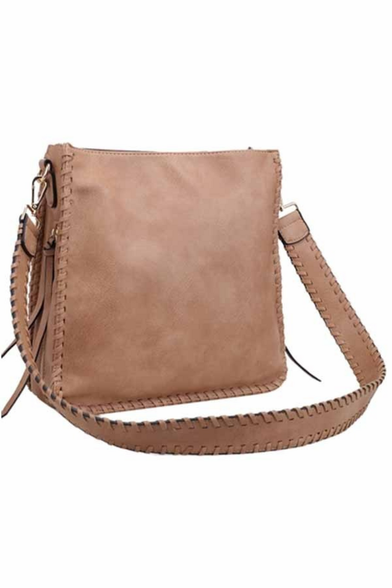 Taupe Vegan Leather Satchel Crossbody | Bella Lucca Boutique